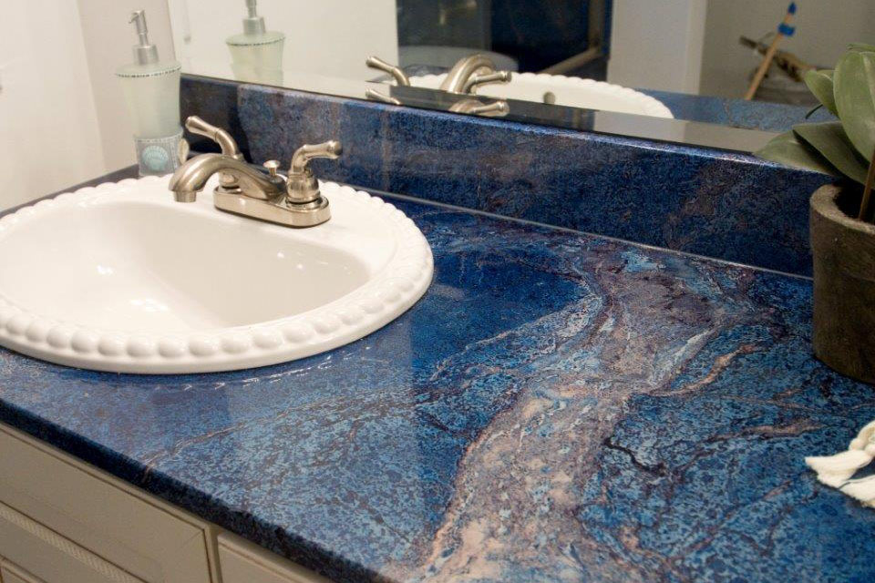 Custom cultured marble bathroom countertop - Athena Corporation